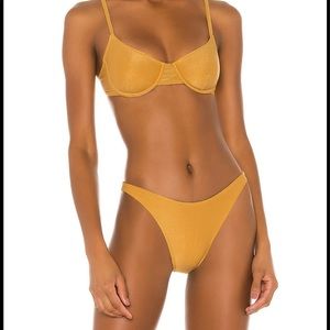 Gold Solid & Striped Bikini